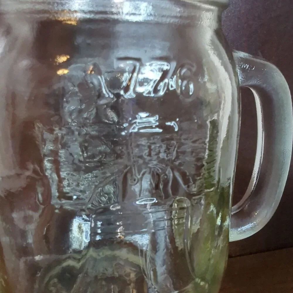Jack in the Box Liberty Mug 1776/1976 VTG Bell Drinking Glass Mason Jar Clear